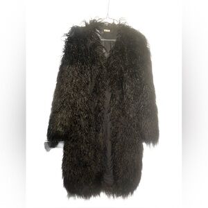 Black Fur Long Coat - Women’s Jacket